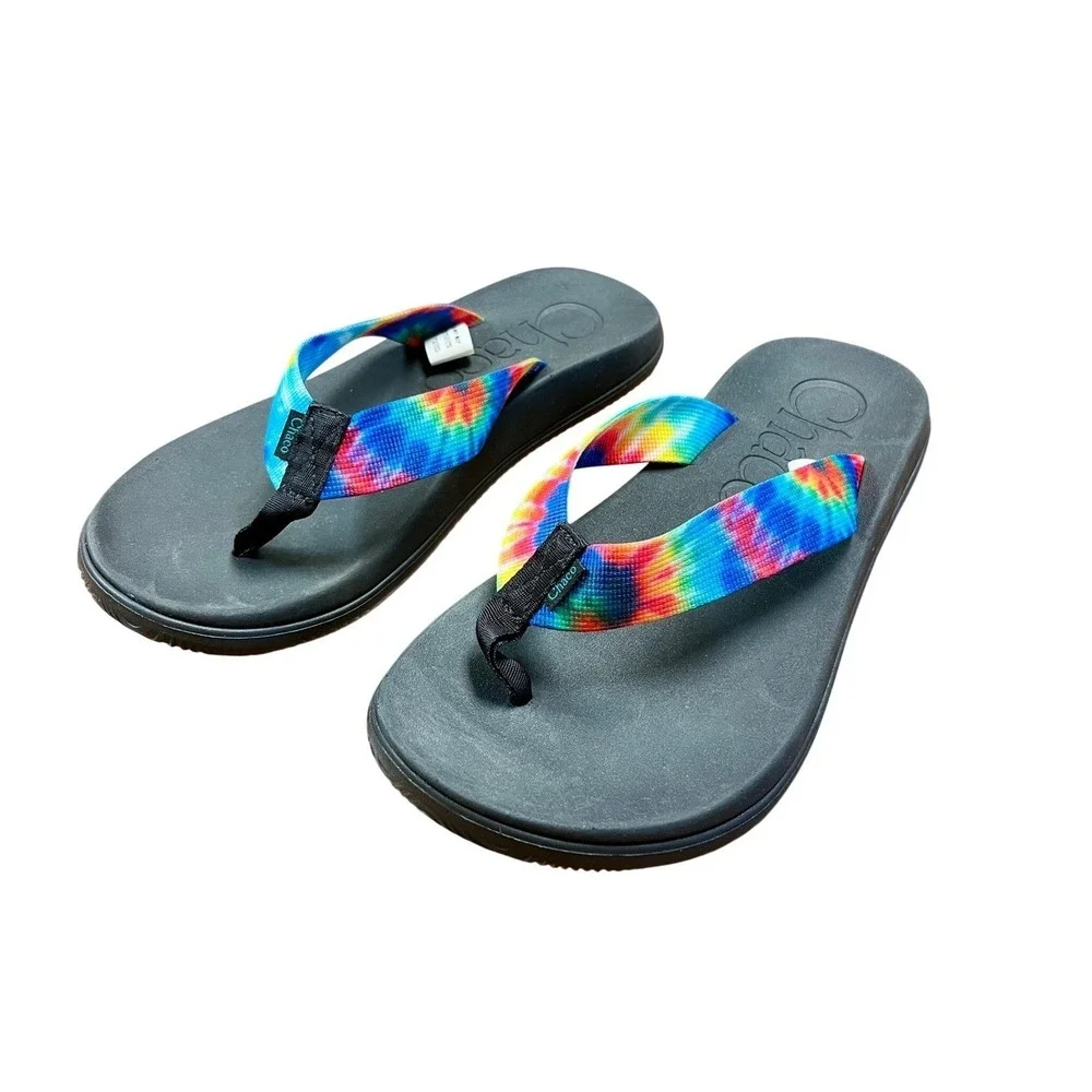 CHACO Chillos Flip Flop Sandals Mens 9‎ Tie Dye Beach Festival Hippie Pool Lake